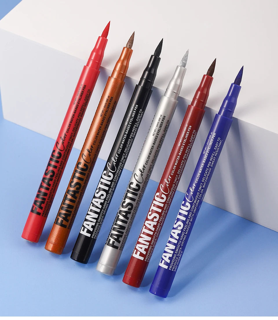 Eyeliner High Pigment Silver Pearl Shine&Matte Smoky Blue Long-Lasting Waterproof Water-Based Painting Pen Makeup