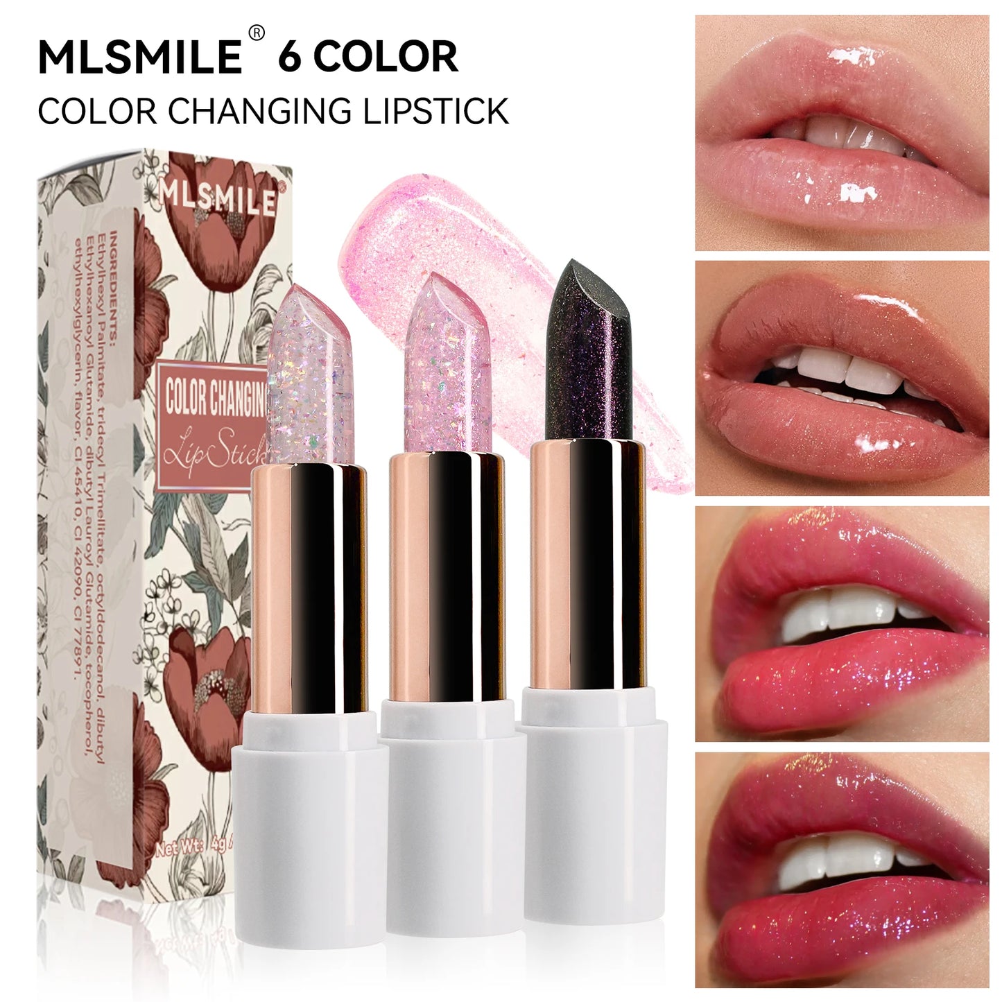 Starry Sky Bullet Head Nude Lipstick Red Pen Black Tube Matte Smooth Lipstick 6 Colors Available