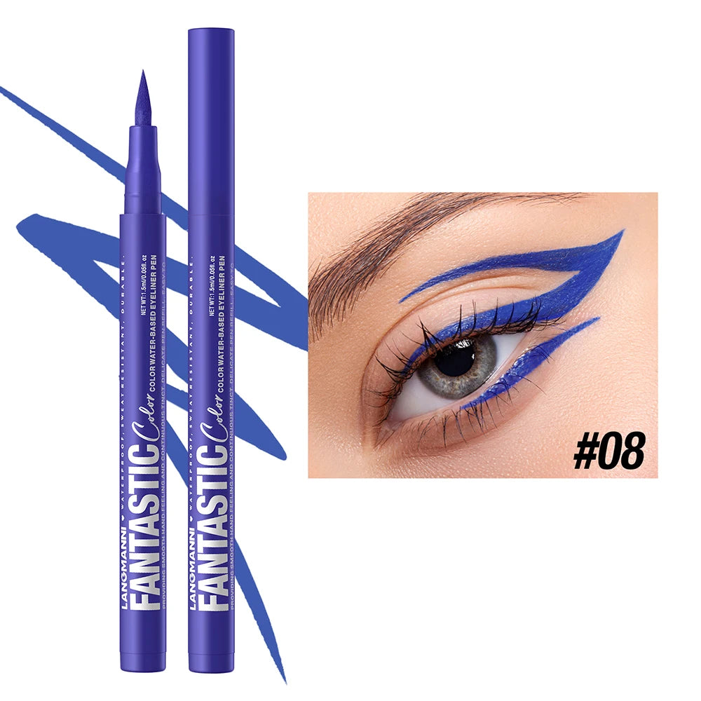 Eyeliner High Pigment Silver Pearl Shine&Matte Smoky Blue Long-Lasting Waterproof Water-Based Painting Pen Makeup