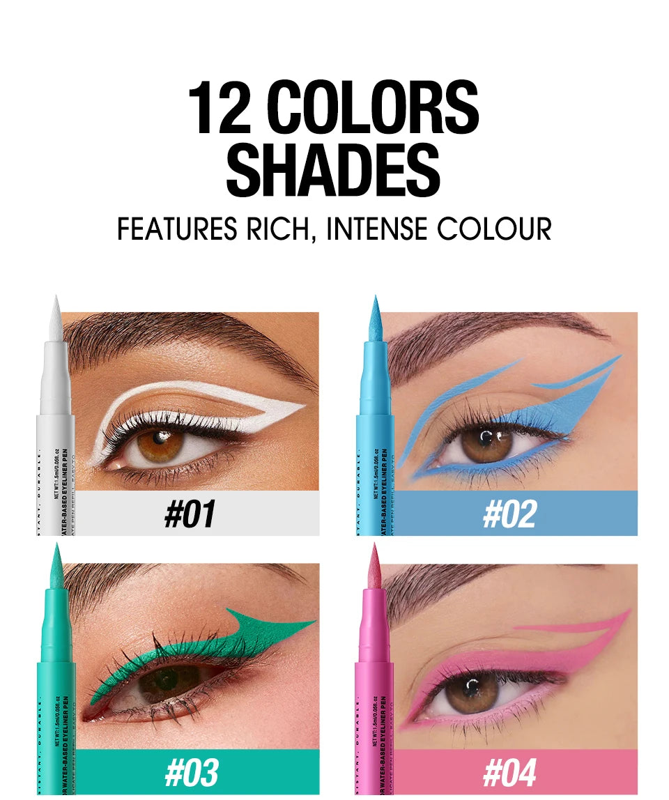 Eyeliner High Pigment Silver Pearl Shine&Matte Smoky Blue Long-Lasting Waterproof Water-Based Painting Pen Makeup