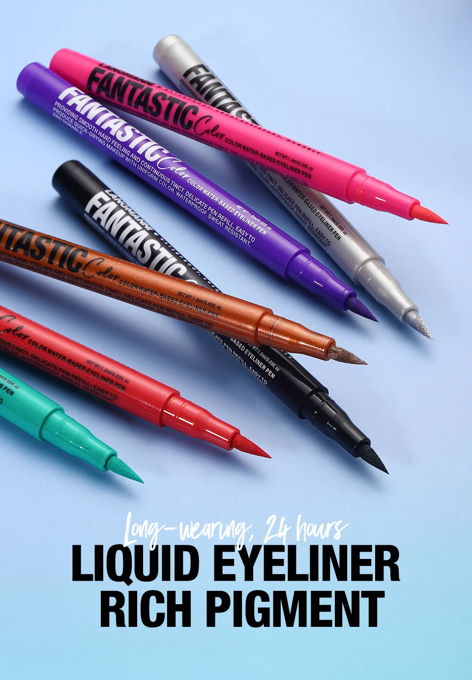 Eyeliner High Pigment Silver Pearl Shine&Matte Smoky Blue Long-Lasting Waterproof Water-Based Painting Pen Makeup
