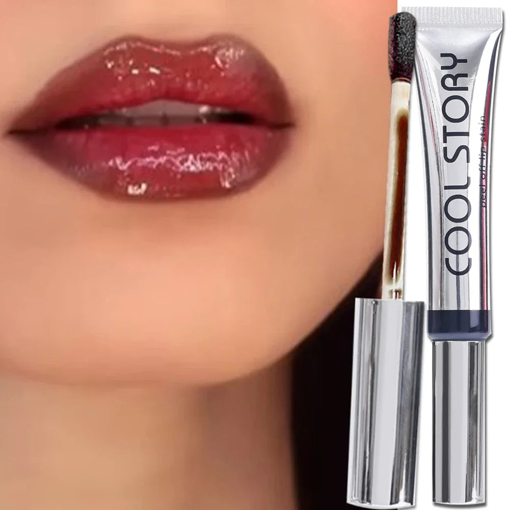 9colors Matte Peel-Off Lip Gloss Waterproof Non-Stick Cup Lips Glaze Dark Brown Lip Liner Contour Stain Tear-off Lipstick Makeup