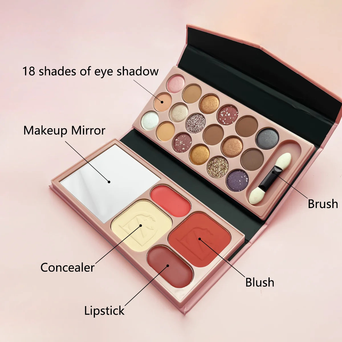 22 color pocket makeup plate complete set eye shadow powder blusher concealer lipstick mini brush makeup set gift box