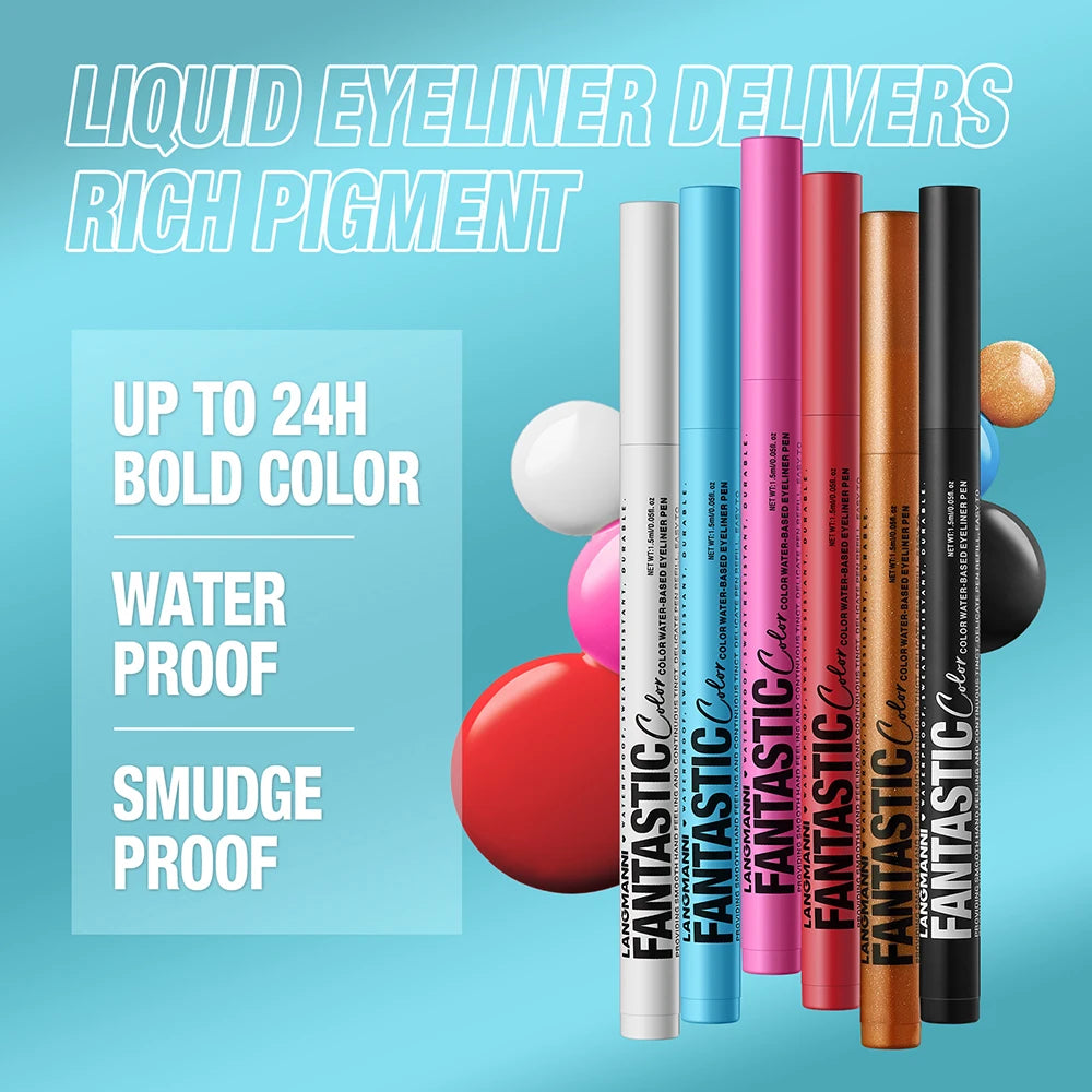 Eyeliner High Pigment Silver Pearl Shine&Matte Smoky Blue Long-Lasting Waterproof Water-Based Painting Pen Makeup