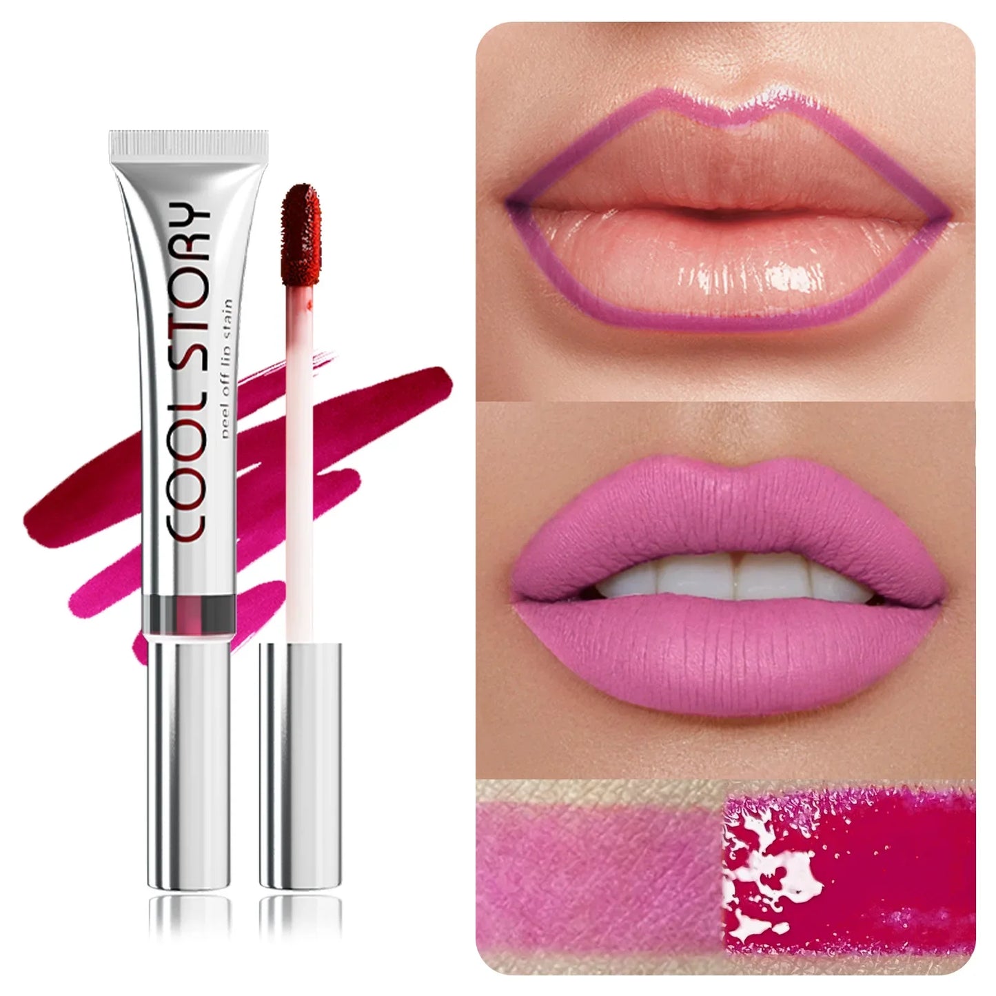 9colors Matte Peel-Off Lip Gloss Waterproof Non-Stick Cup Lips Glaze Dark Brown Lip Liner Contour Stain Tear-off Lipstick Makeup
