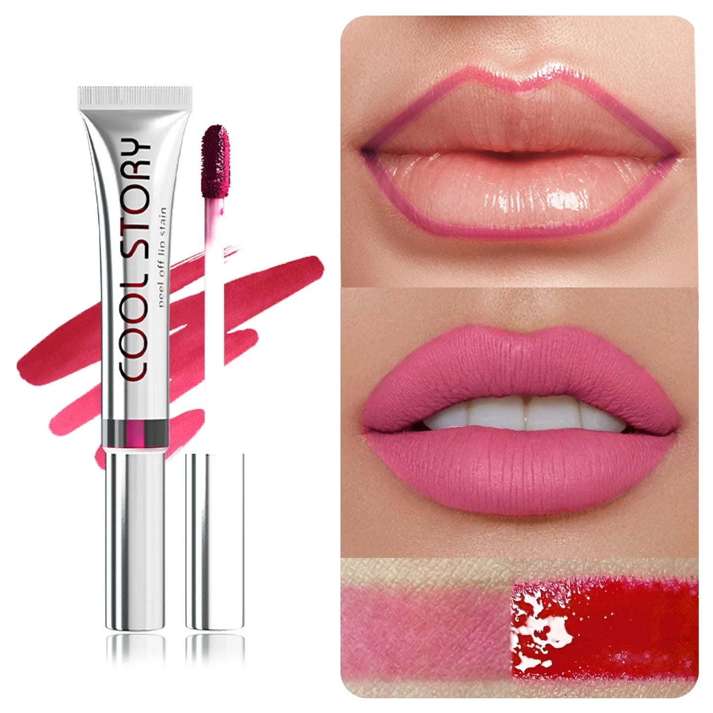 9colors Matte Peel-Off Lip Gloss Waterproof Non-Stick Cup Lips Glaze Dark Brown Lip Liner Contour Stain Tear-off Lipstick Makeup