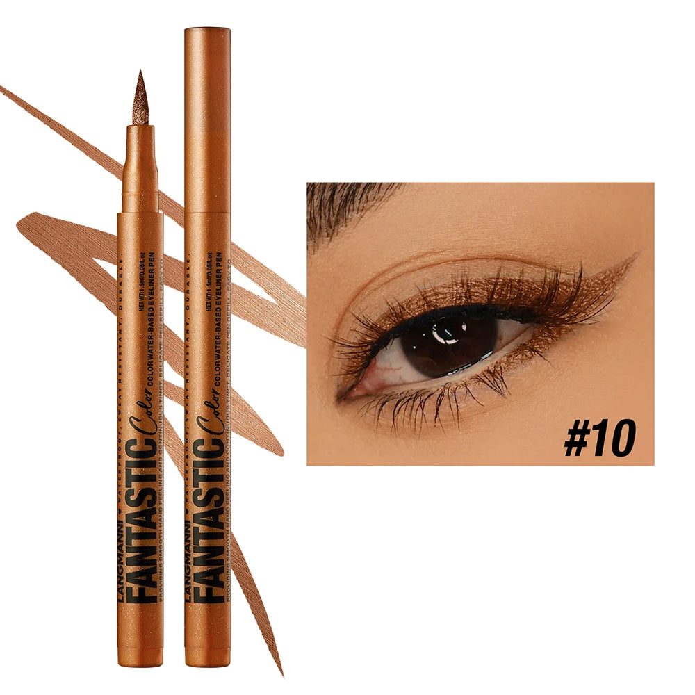 Eyeliner High Pigment Silver Pearl Shine&Matte Smoky Blue Long-Lasting Waterproof Water-Based Painting Pen Makeup