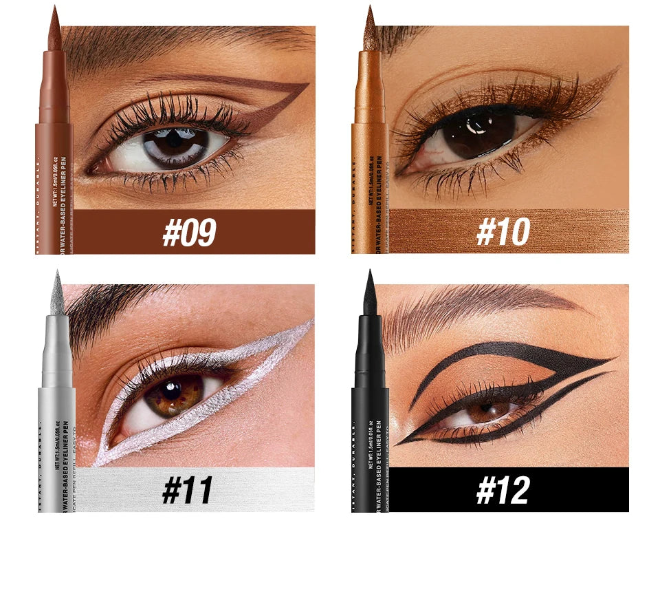 Eyeliner High Pigment Silver Pearl Shine&Matte Smoky Blue Long-Lasting Waterproof Water-Based Painting Pen Makeup