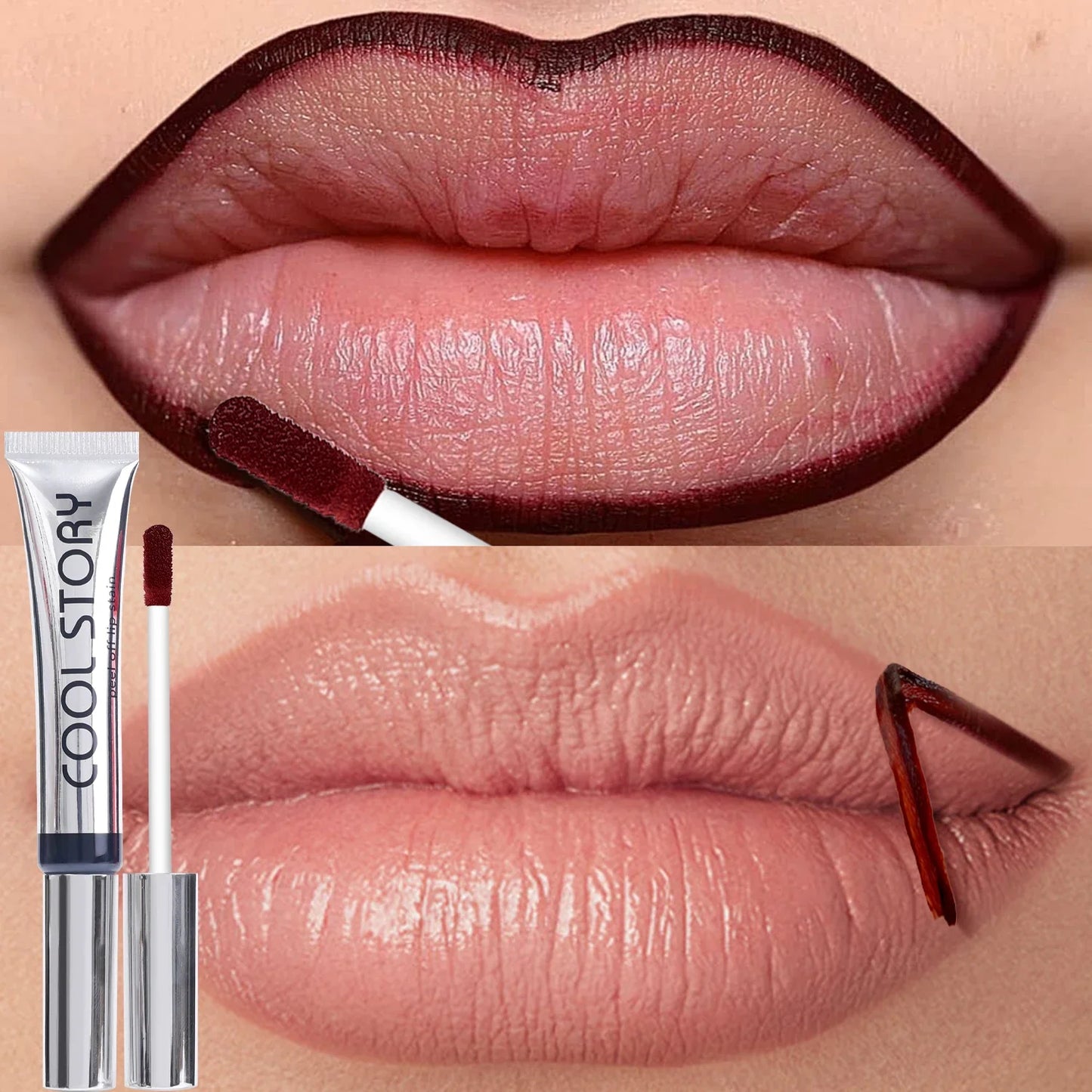 9colors Matte Peel-Off Lip Gloss Waterproof Non-Stick Cup Lips Glaze Dark Brown Lip Liner Contour Stain Tear-off Lipstick Makeup