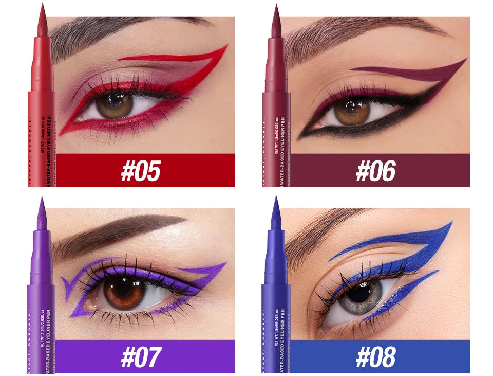 Eyeliner High Pigment Silver Pearl Shine&Matte Smoky Blue Long-Lasting Waterproof Water-Based Painting Pen Makeup