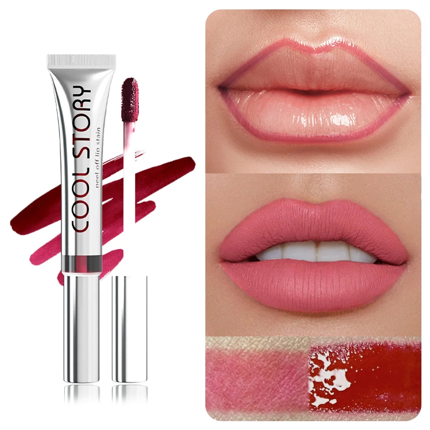 9colors Matte Peel-Off Lip Gloss Waterproof Non-Stick Cup Lips Glaze Dark Brown Lip Liner Contour Stain Tear-off Lipstick Makeup