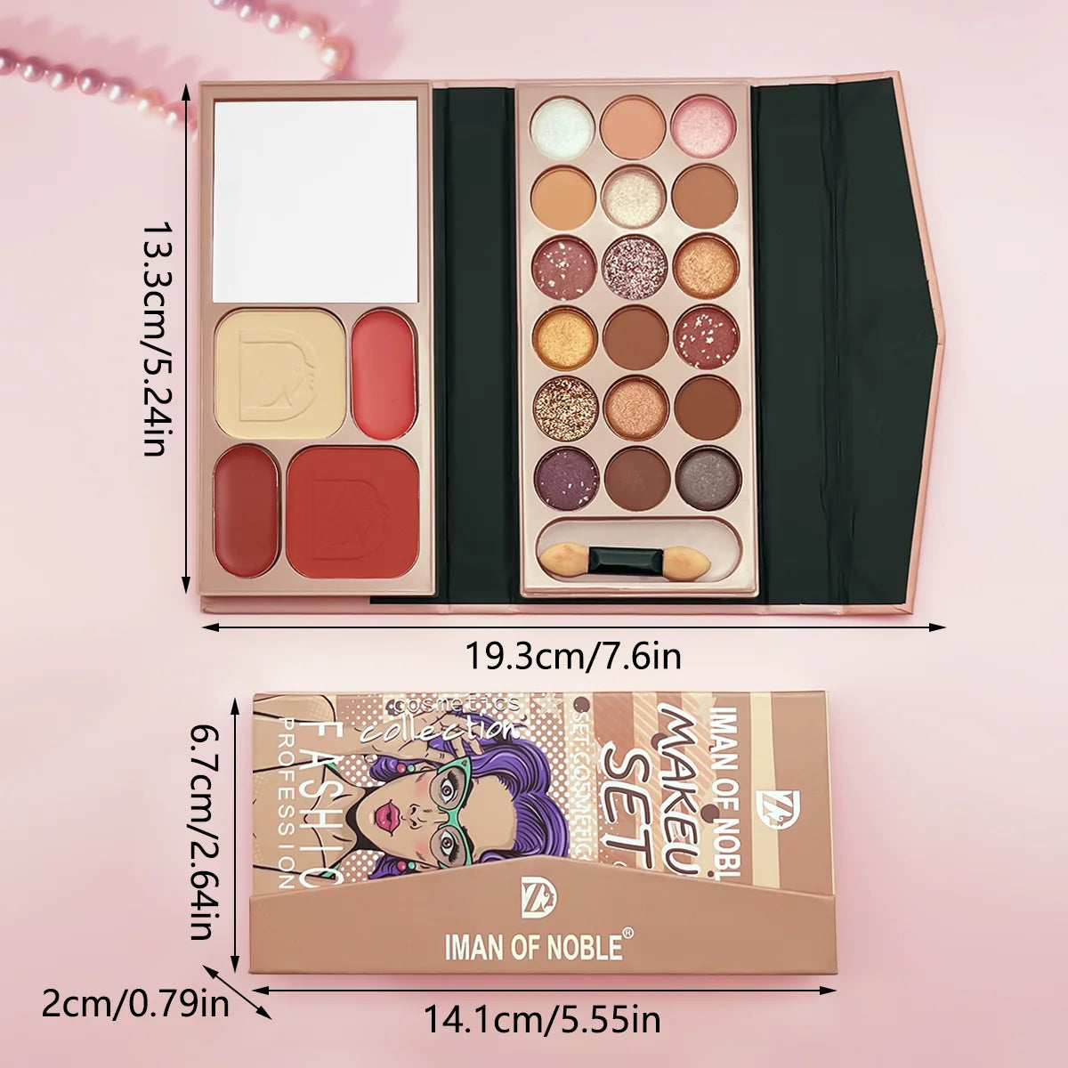 22 color pocket makeup plate complete set eye shadow powder blusher concealer lipstick mini brush makeup set gift box