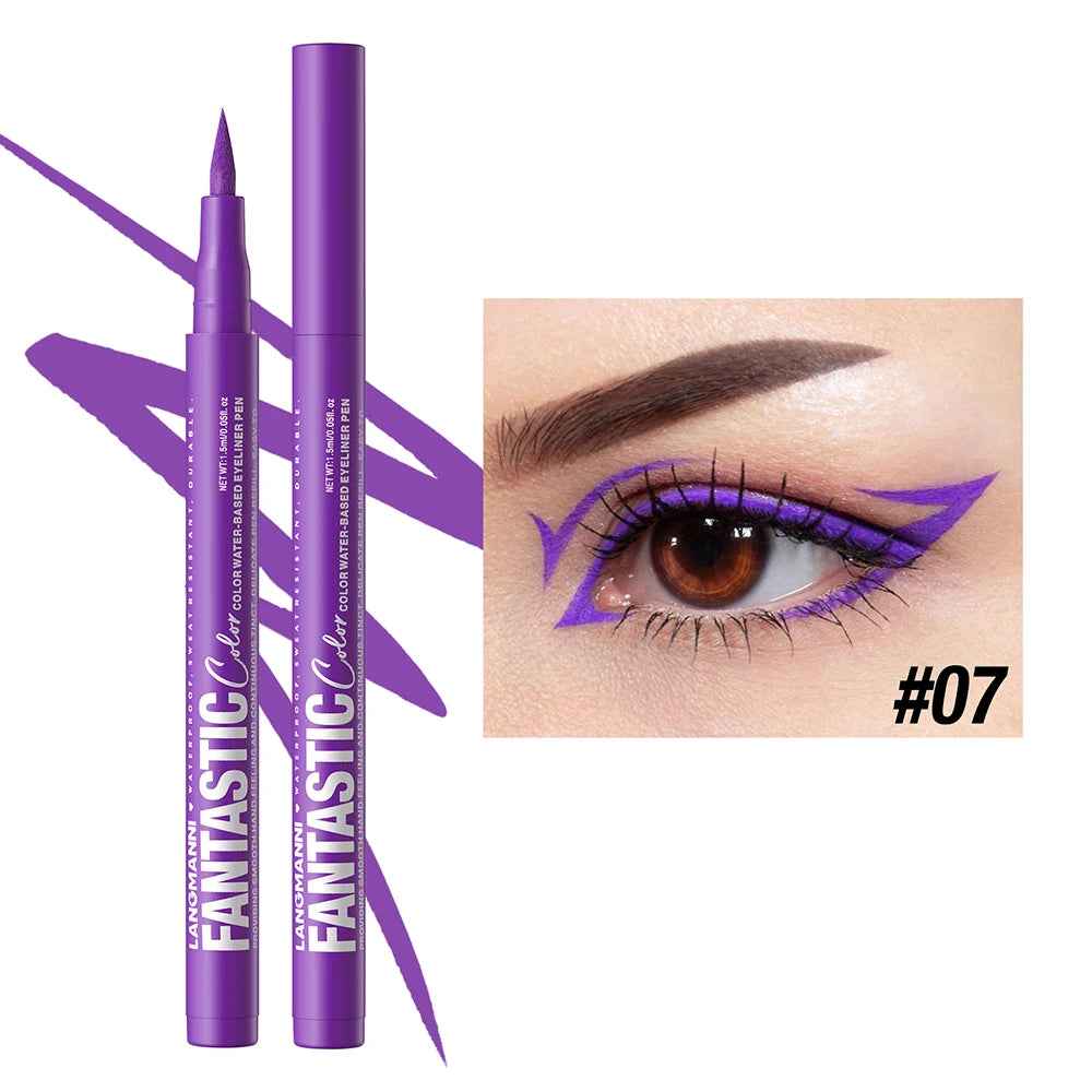 Eyeliner High Pigment Silver Pearl Shine&Matte Smoky Blue Long-Lasting Waterproof Water-Based Painting Pen Makeup