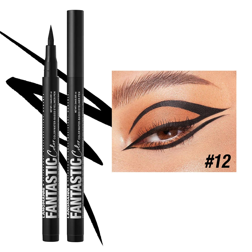 Eyeliner High Pigment Silver Pearl Shine&Matte Smoky Blue Long-Lasting Waterproof Water-Based Painting Pen Makeup