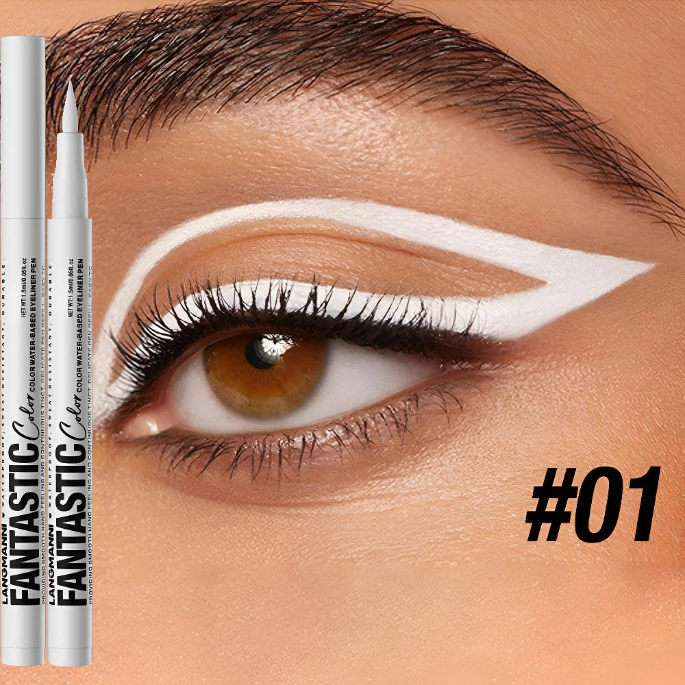 Eyeliner High Pigment Silver Pearl Shine&Matte Smoky Blue Long-Lasting Waterproof Water-Based Painting Pen Makeup