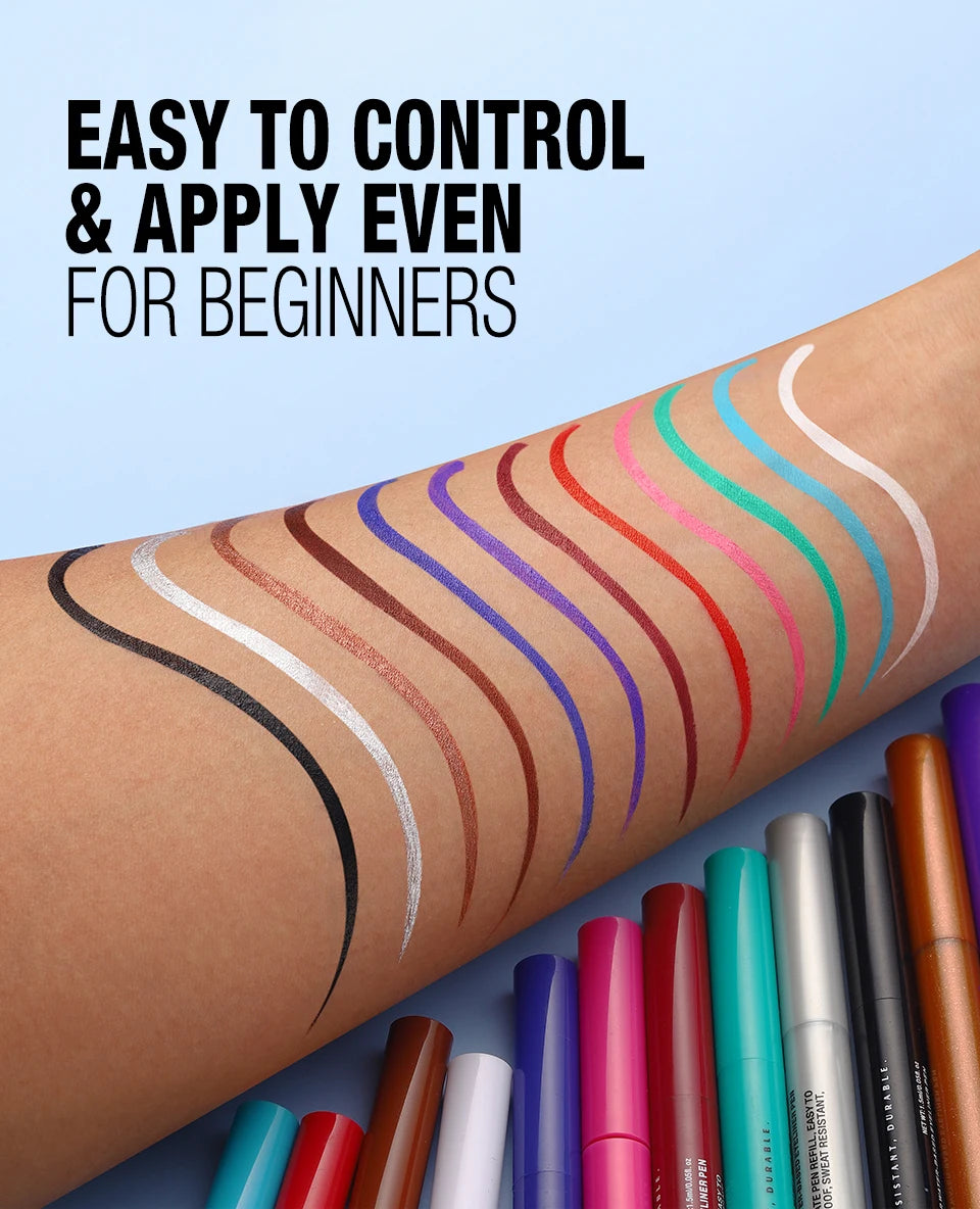 Eyeliner High Pigment Silver Pearl Shine&Matte Smoky Blue Long-Lasting Waterproof Water-Based Painting Pen Makeup