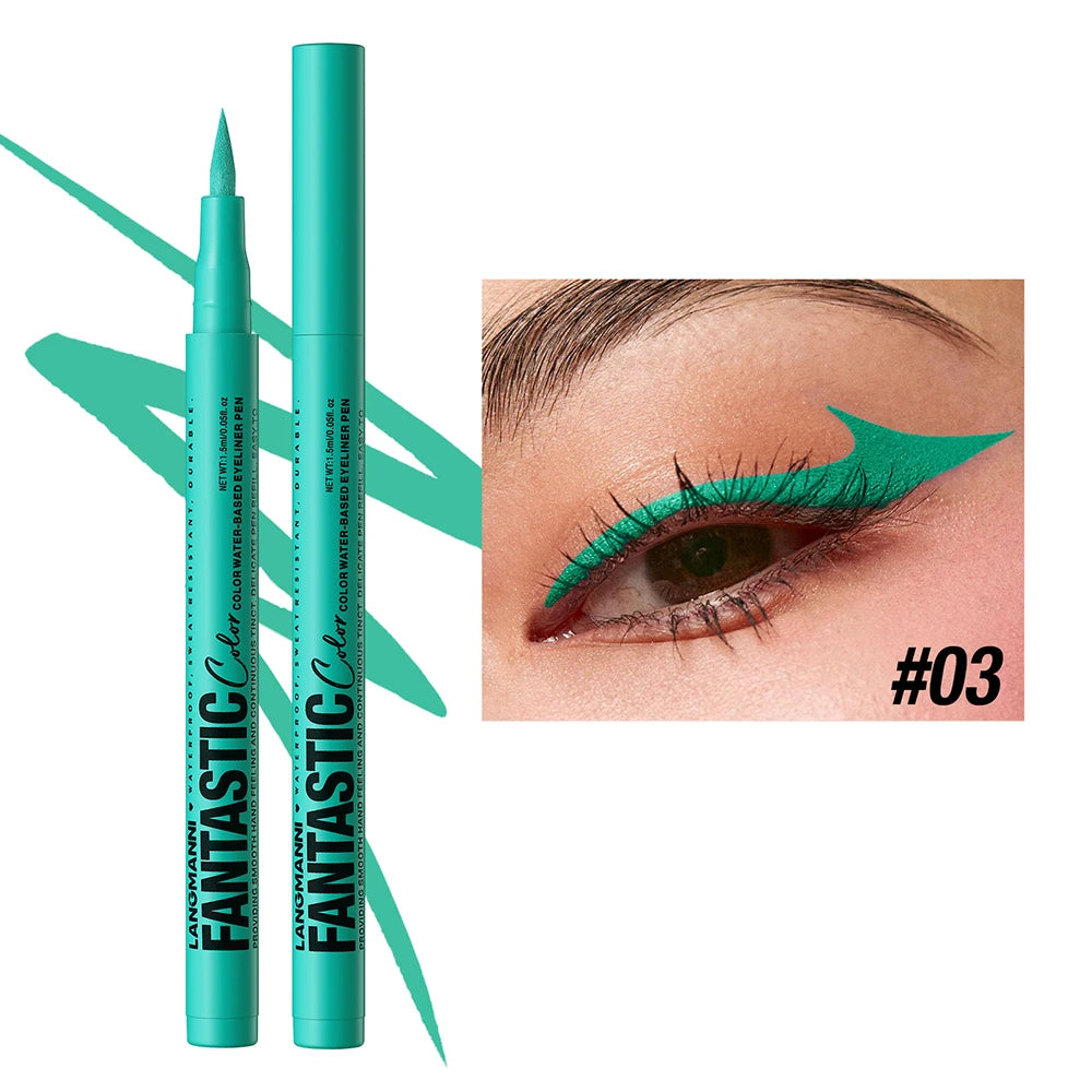 Eyeliner High Pigment Silver Pearl Shine&Matte Smoky Blue Long-Lasting Waterproof Water-Based Painting Pen Makeup