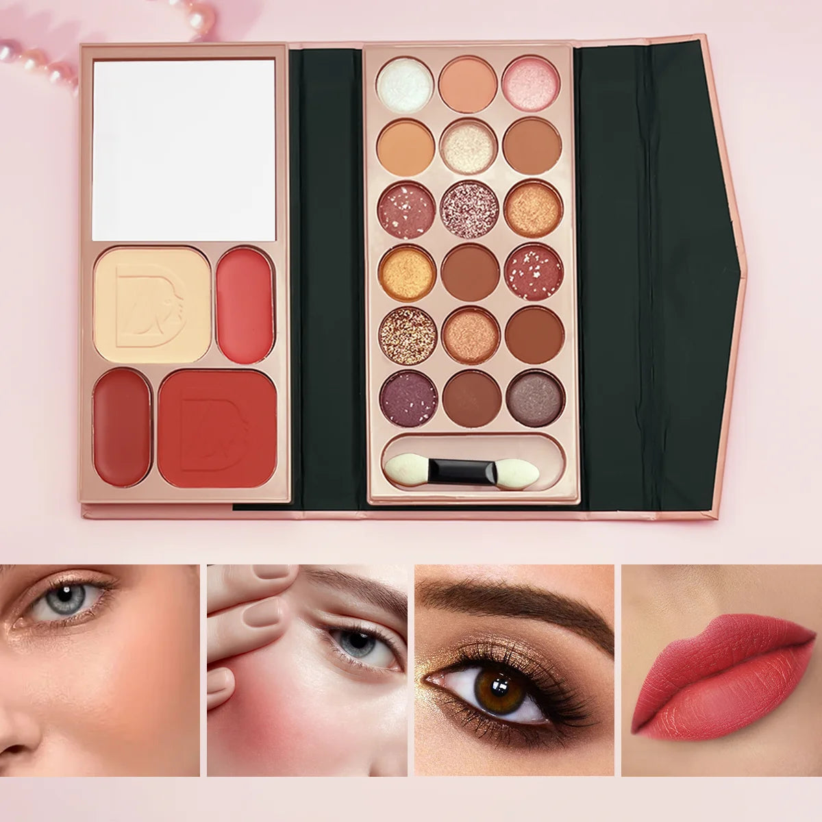 22 color pocket makeup plate complete set eye shadow powder blusher concealer lipstick mini brush makeup set gift box