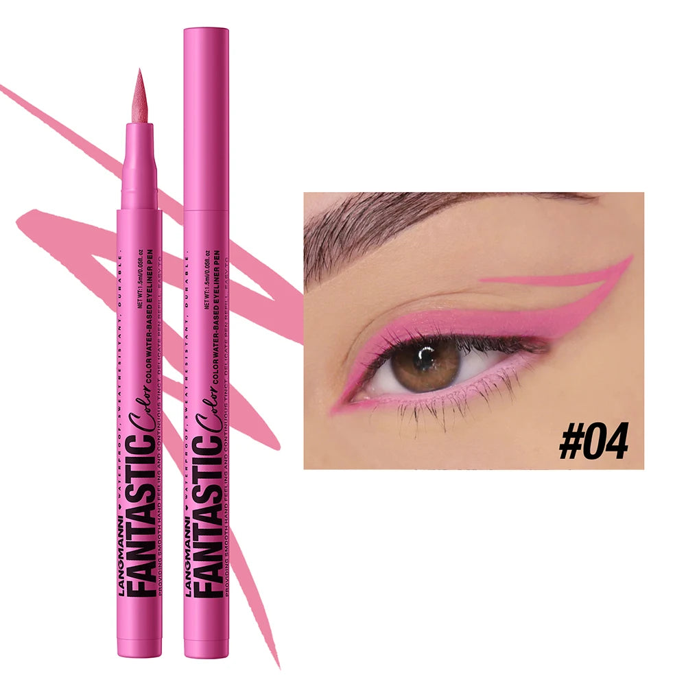 Eyeliner High Pigment Silver Pearl Shine&Matte Smoky Blue Long-Lasting Waterproof Water-Based Painting Pen Makeup