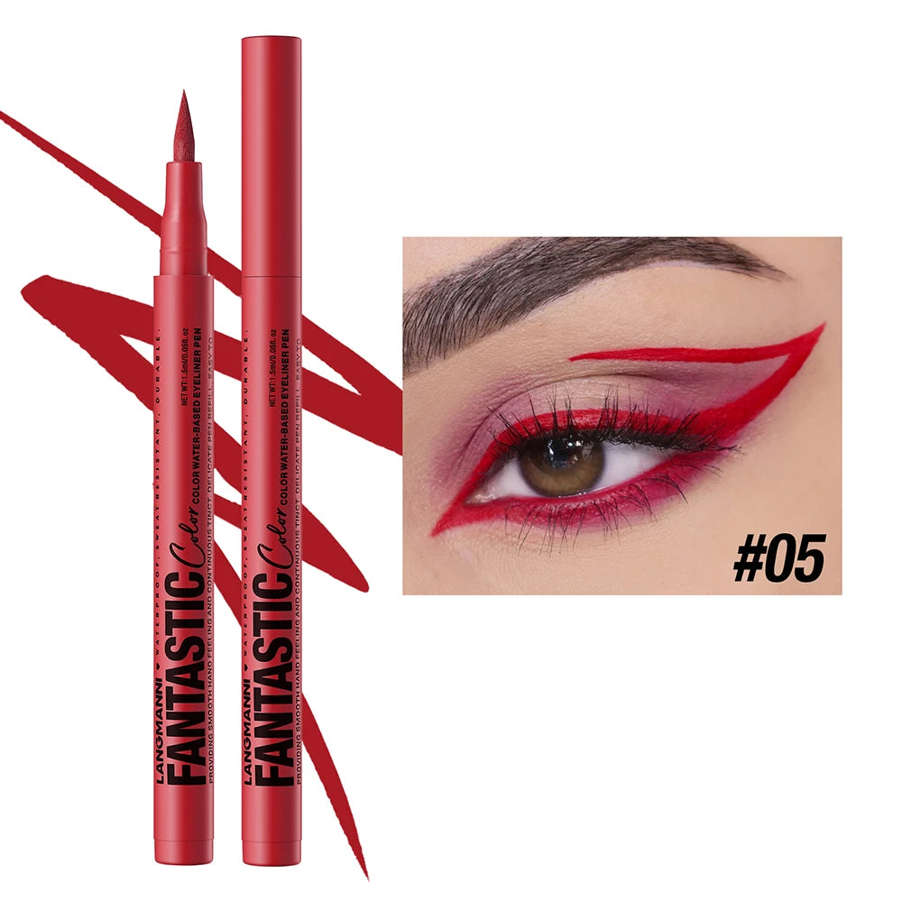 Eyeliner High Pigment Silver Pearl Shine&Matte Smoky Blue Long-Lasting Waterproof Water-Based Painting Pen Makeup