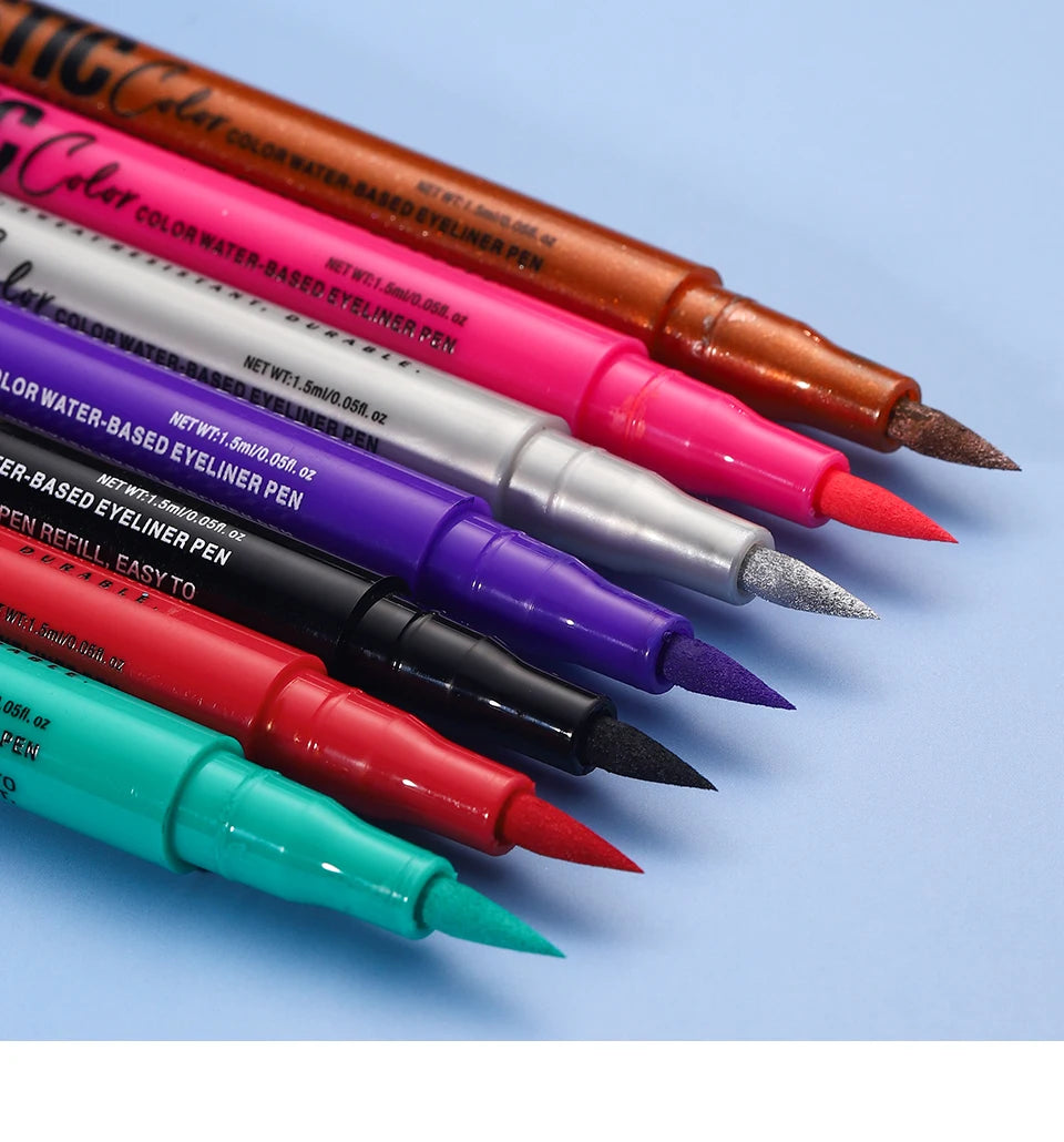 Eyeliner High Pigment Silver Pearl Shine&Matte Smoky Blue Long-Lasting Waterproof Water-Based Painting Pen Makeup