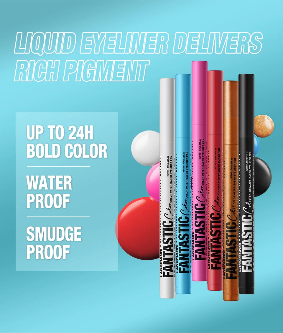 Eyeliner High Pigment Silver Pearl Shine&Matte Smoky Blue Long-Lasting Waterproof Water-Based Painting Pen Makeup