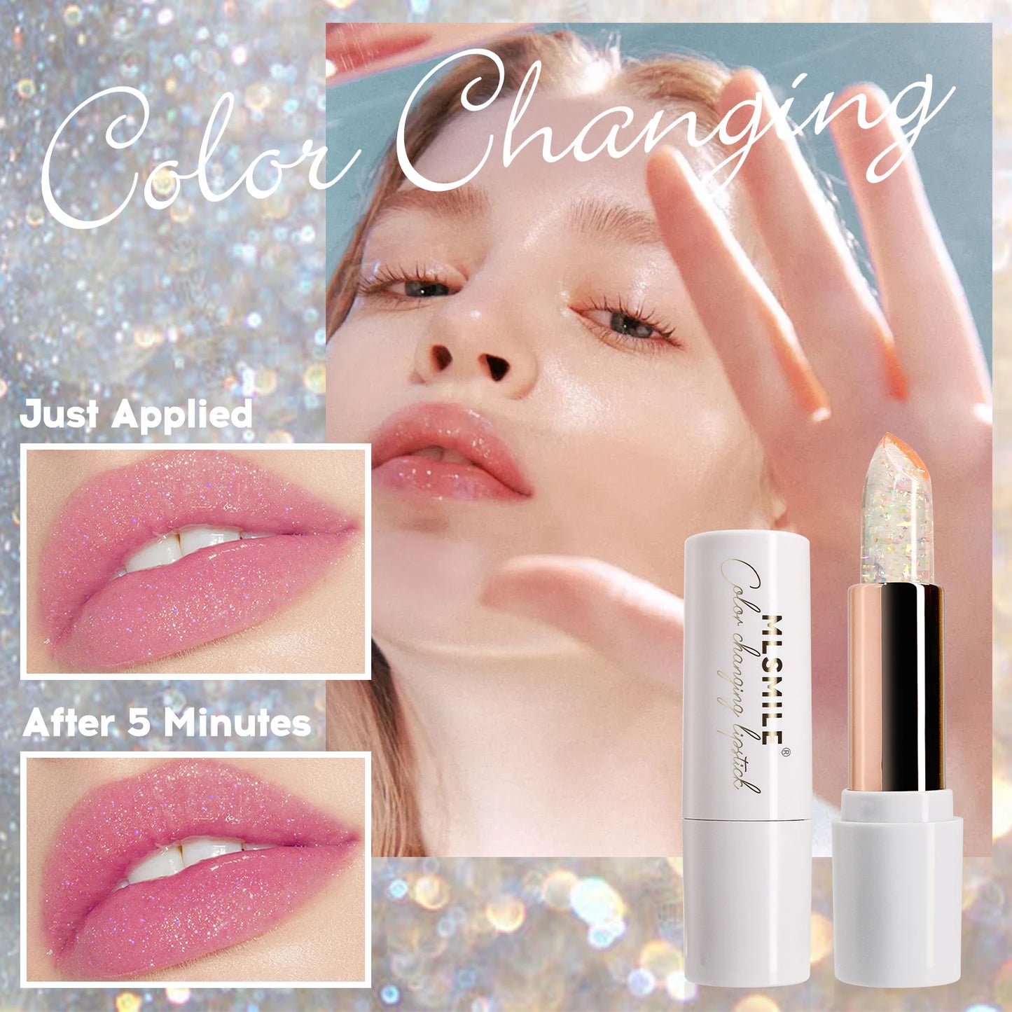Starry Sky Bullet Head Nude Lipstick Red Pen Black Tube Matte Smooth Lipstick 6 Colors Available