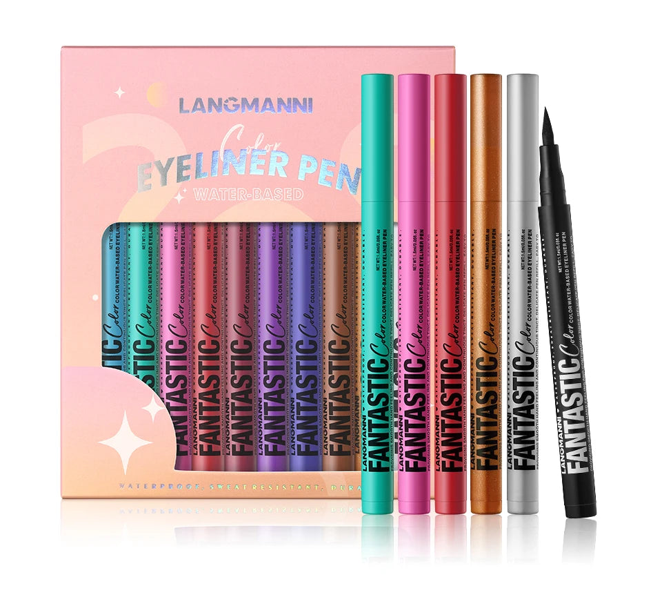 Eyeliner High Pigment Silver Pearl Shine&Matte Smoky Blue Long-Lasting Waterproof Water-Based Painting Pen Makeup