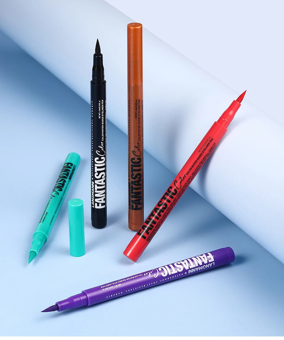 Eyeliner High Pigment Silver Pearl Shine&Matte Smoky Blue Long-Lasting Waterproof Water-Based Painting Pen Makeup