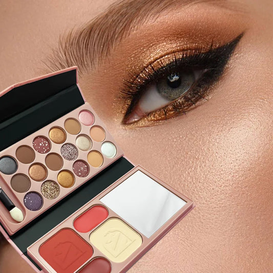 22 color pocket makeup plate complete set eye shadow powder blusher concealer lipstick mini brush makeup set gift box