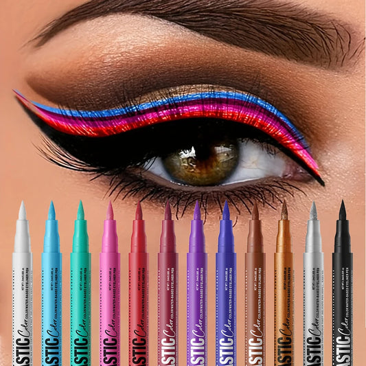 Eyeliner High Pigment Silver Pearl Shine&Matte Smoky Blue Long-Lasting Waterproof Water-Based Painting Pen Makeup
